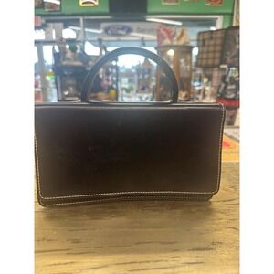 Vintage Belle Rose Black Leather Handbag